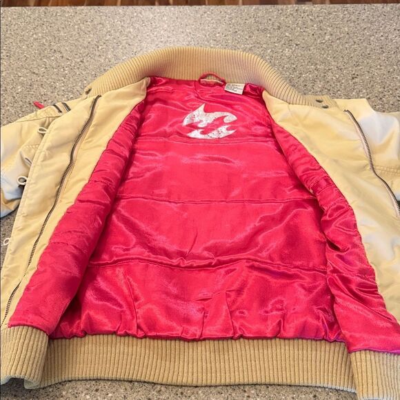 BILLABONG Vintage Y2K Tan/Hot Pink Bomber Jacket - Picture 12 of 14